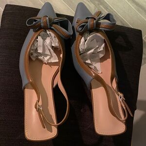 Elegant Blue and Tan Women's Slingback Shoes